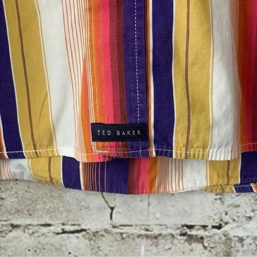 Ted Baker London Men's Size 3 M Striped Long Sleeve Button Down Shirt Multicolor - Picture 5 of 7